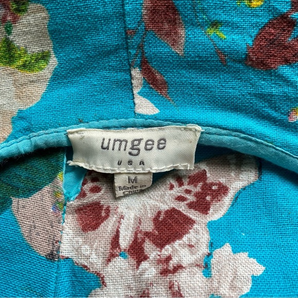 Umgee Dress Blue Floral Butterfly Keyhole Neck Swing Babydoll Medium Boho Preppy - Picture 5 of 6